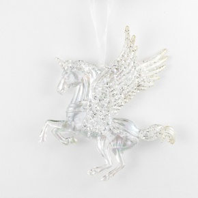 Украшение подвесное Единорог (пластик), 13,5х12см, перламутровый в интернет-магазине флористических аксессуаров Азалия Декор