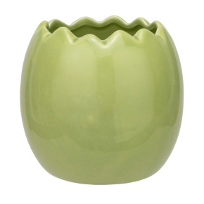 Кашпо Яйцо (керамика), D11xH10,5см, зеленый в интернет-магазине флористических аксессуаров Азалия Декор