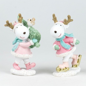 Сувенир Олень (полирезин), Н11х7х5,5см, в асс., розовый в интернет-магазине флористических аксессуаров Азалия Декор