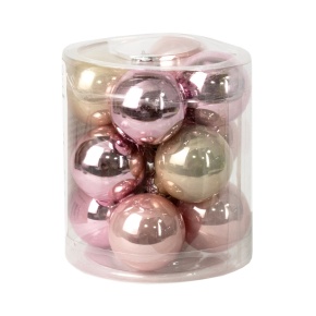 Набор шаров 12шт. в тубе (стекло), D3см, в асс., бел./роз. в интернет-магазине флористических аксессуаров Азалия Декор