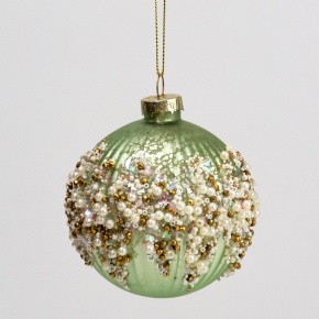 Украшение подвесное Шар со стразами (стекло), D8см, голубой в интернет-магазине флористических аксессуаров Азалия Декор