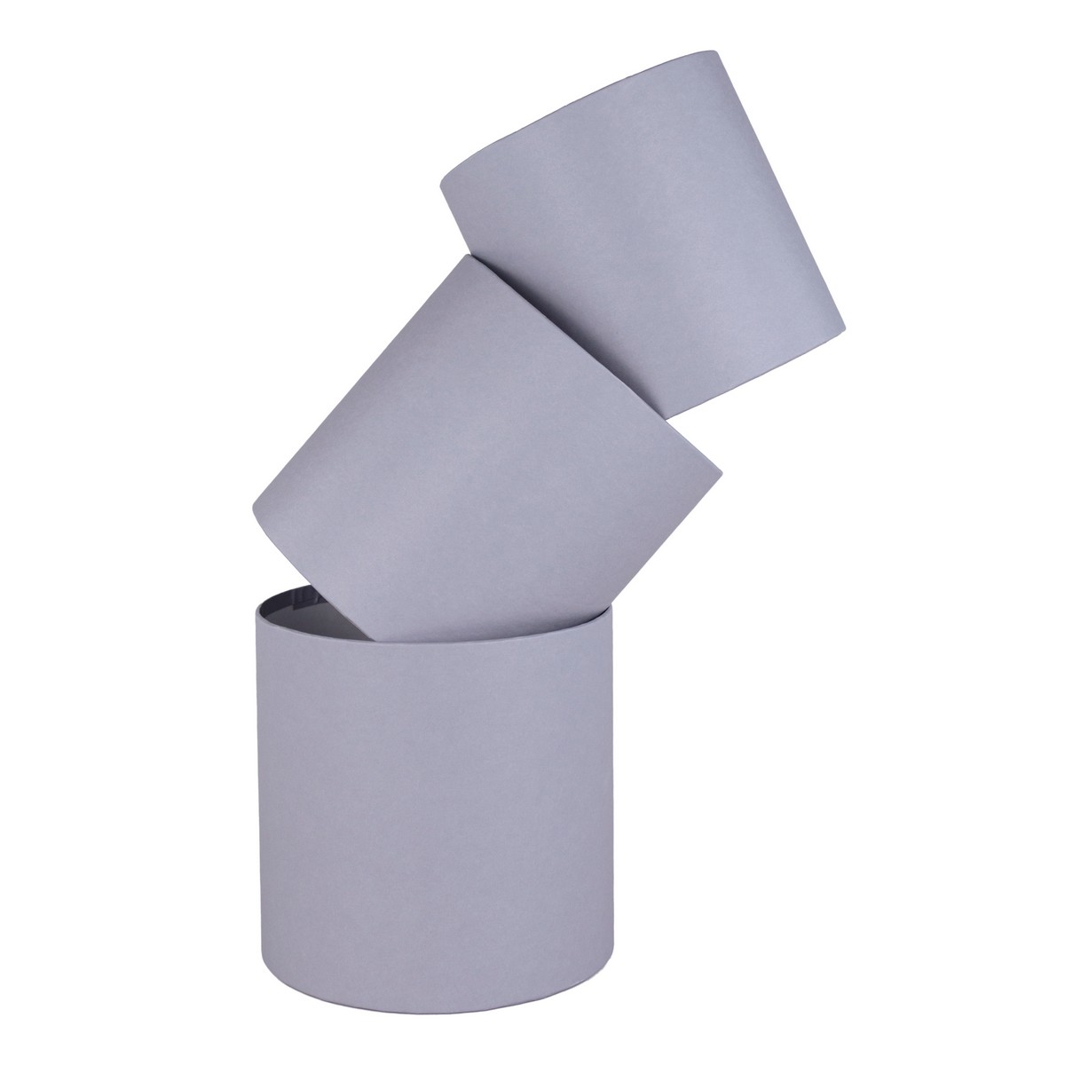 Набор коробок подарочных круглых без крышки 3шт., D16xH16 см, серый в интернет-магазине флористических аксессуаров Азалия Декор