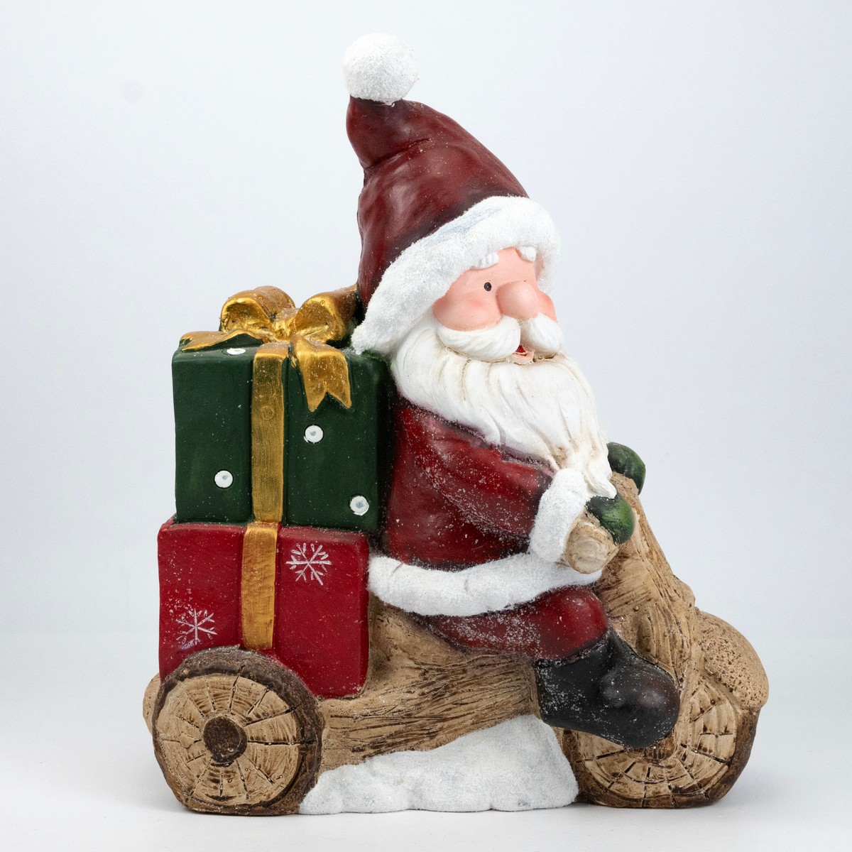 Сувенир Санта с подарками (керамика), Н42х35х17см, красный в интернет-магазине флористических аксессуаров Азалия Декор
