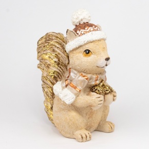 Сувенир Белка (полирезин), Н13,5х12х6,5см, кремовый/золотой в интернет-магазине флористических аксессуаров Азалия Декор