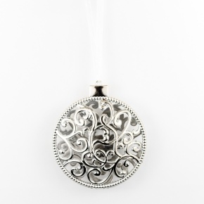 Украшение подвесное Шар (пластик), 10х10х2см, серебряный в интернет-магазине флористических аксессуаров Азалия Декор