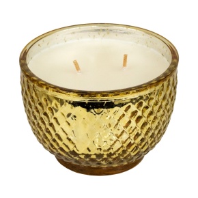 Свеча в стакане с ароматом Соленая карамель (стекло), H7,5xD8см, золотой в интернет-магазине флористических аксессуаров Азалия Декор