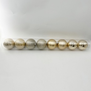 Набор шаров в тубе 8шт. (пластик), D8см, шампань в интернет-магазине флористических аксессуаров Азалия Декор