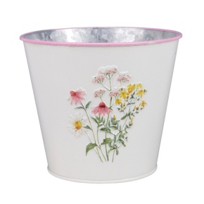 Кашпо Полевые цветы (металл), D13,5хH11,5см, белый в интернет-магазине флористических аксессуаров Азалия Декор