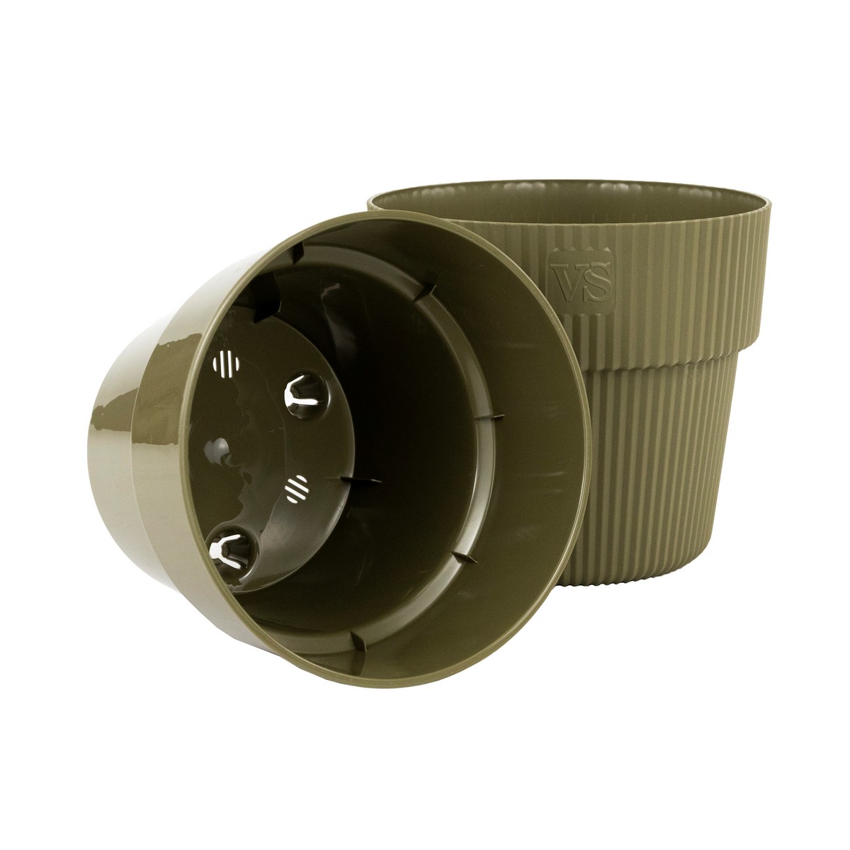 Кашпо со вставкой Алемар (пластик), D17xH16см, 2,4л, зеленый в интернет-магазине флористических аксессуаров Азалия Декор