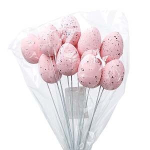 Набор яиц на вставке 12шт. (пенопласт), H28х4см, роз. в интернет-магазине флористических аксессуаров Азалия Декор