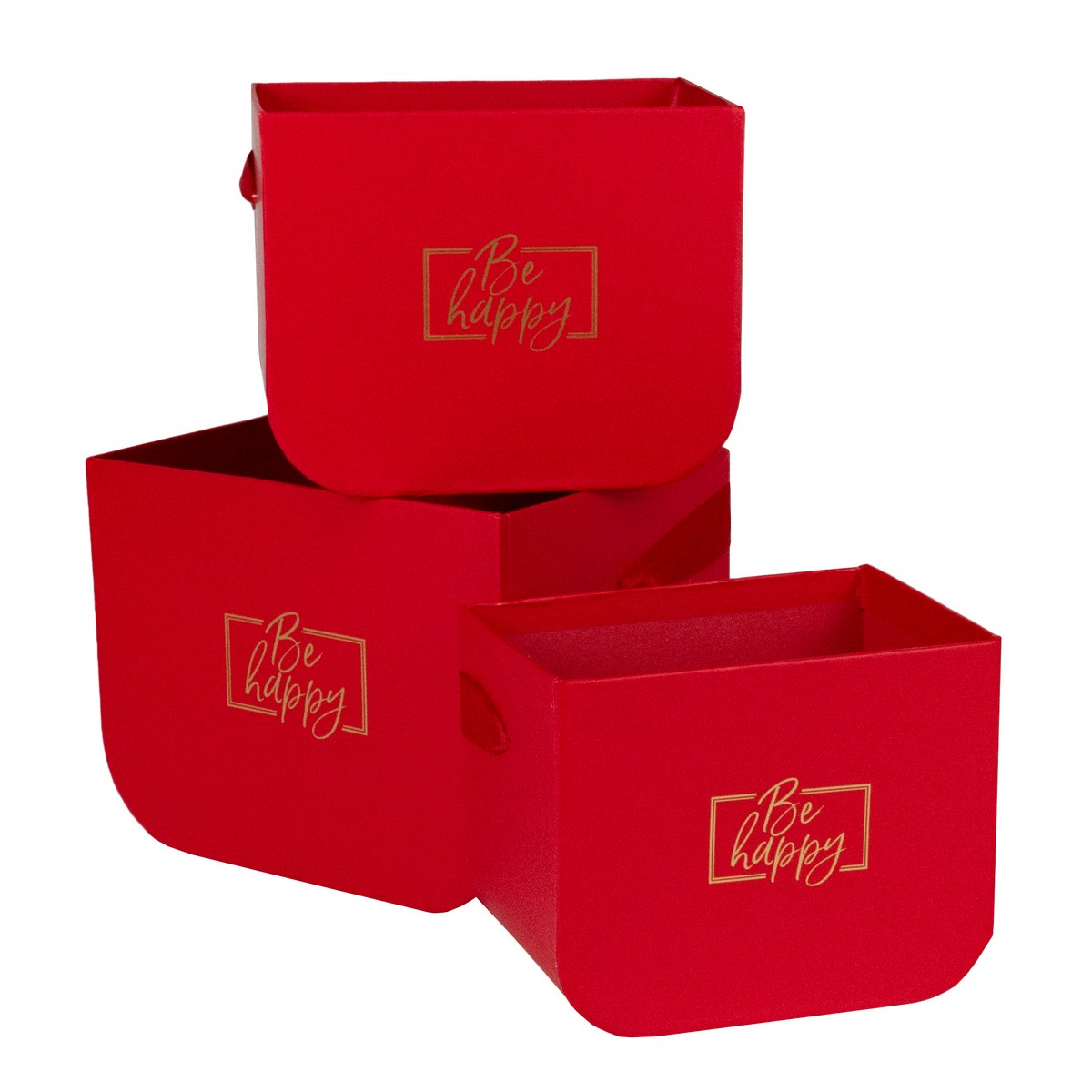 Набор коробок для цветов 3шт., 16,5х12хH12,5 см, красный в интернет-магазине флористических аксессуаров Азалия Декор