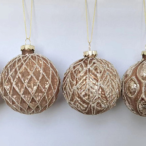 Украшение подвесное Шар (стекло), D8см, в асс., золотой в интернет-магазине флористических аксессуаров Азалия Декор