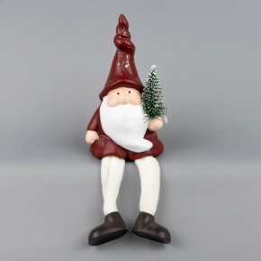 Сувенир Санта сидящий (керамика), Н13,5х7х6см, красный в интернет-магазине флористических аксессуаров Азалия Декор