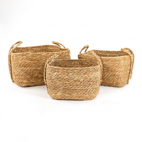 Набор корзин плетеных 3шт. (растительный материал), 37х37xH22см, натуральный в интернет-магазине флористических аксессуаров Азалия Декор