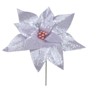 Пуансетия с пайетками, D33см, сиреневый в интернет-магазине флористических аксессуаров Азалия Декор