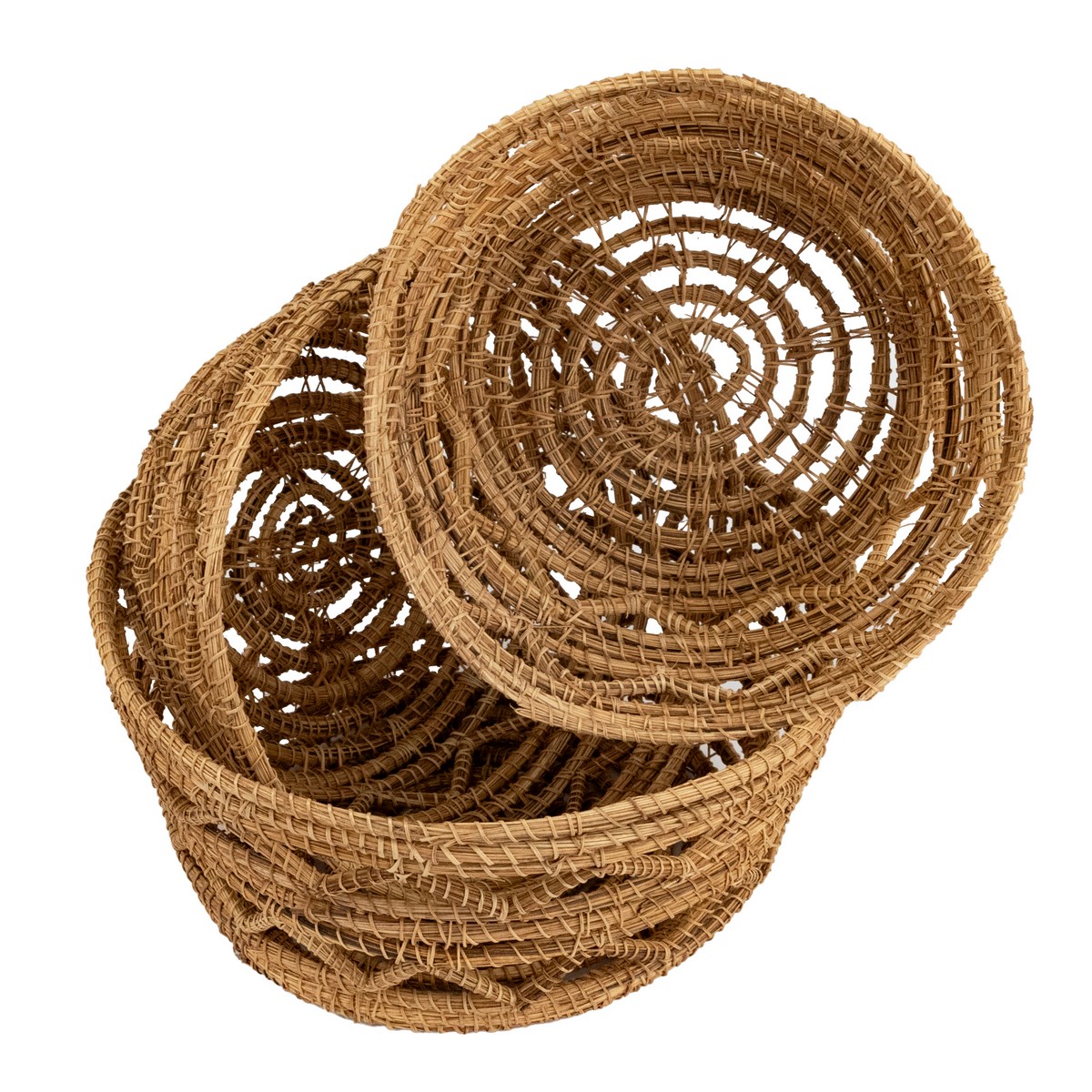 Набор кашпо плетеных 3шт. (растительный материал),  D23xH11см, натуральный в интернет-магазине флористических аксессуаров Азалия Декор