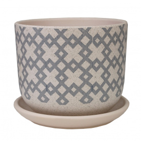 Цв. горшок с поддоном Кросс (керамика), D15xH13см, 1,6л, белый в интернет-магазине флористических аксессуаров Азалия Декор