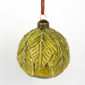 Украшение подвесное Шар (стекло), D8см, зеленый в интернет-магазине флористических аксессуаров Азалия Декор