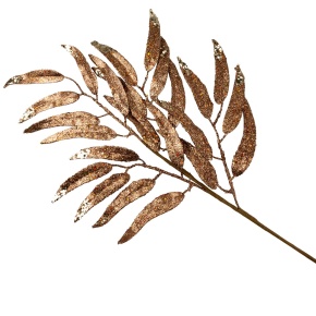 Ветка с листьями глиттерованная, 75см, коричневый в интернет-магазине флористических аксессуаров Азалия Декор