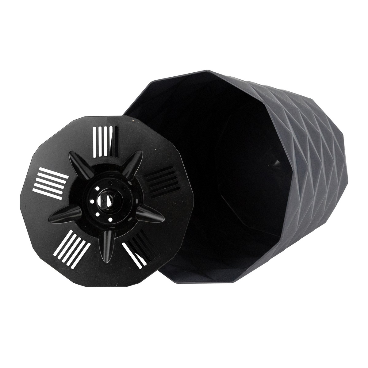 Кашпо Диамант (пластик), D16,5xH17,5см, 3л, антрацитовый в интернет-магазине флористических аксессуаров Азалия Декор