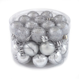 Набор шаров в тубе 36шт. (пластик), D3см, серебр. в интернет-магазине флористических аксессуаров Азалия Декор