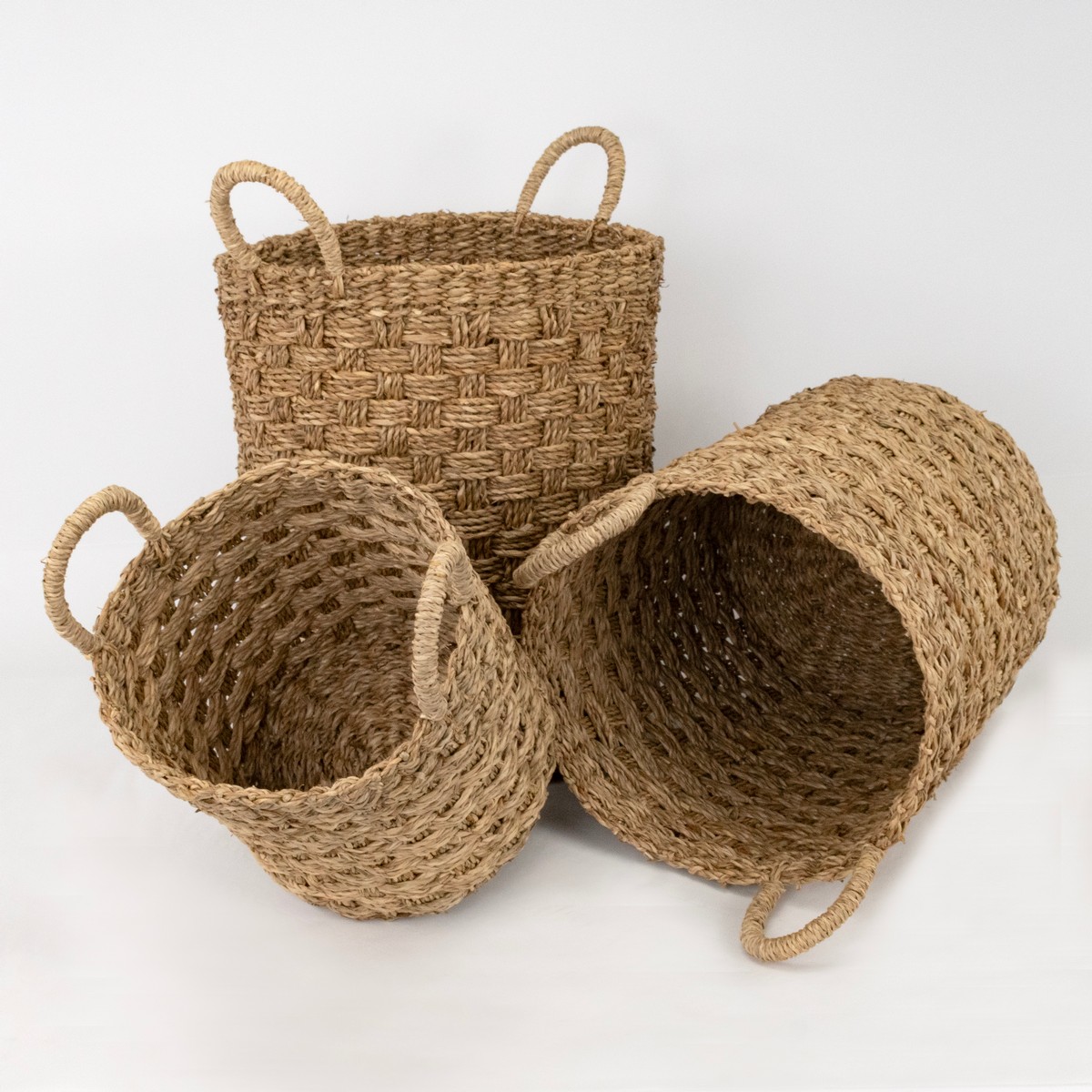 Набор корзин плетеных 3шт. (растительный материал), D29хH34см, натуральный в интернет-магазине флористических аксессуаров Азалия Декор