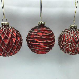 Украшение подвесное Шар (стекло), D8см, красный в интернет-магазине флористических аксессуаров Азалия Декор