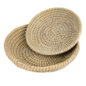 Набор подносов плетеных 2шт. (растительный материал), D40xH10см, натуральный в интернет-магазине флористических аксессуаров Азалия Декор