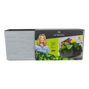 Кашпо балконное со вставкой Ля Декоро (пластик), 50,5х19,5xH19см, 10л, серый в интернет-магазине флористических аксессуаров Азалия Декор