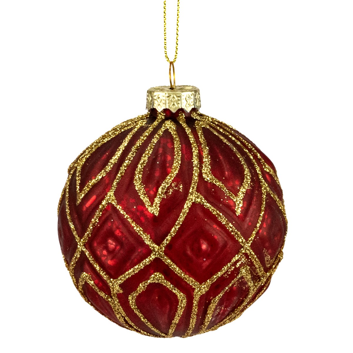 Украшение подвесное Шар (стекло), D8см, в асс., красный в интернет-магазине флористических аксессуаров Азалия Декор