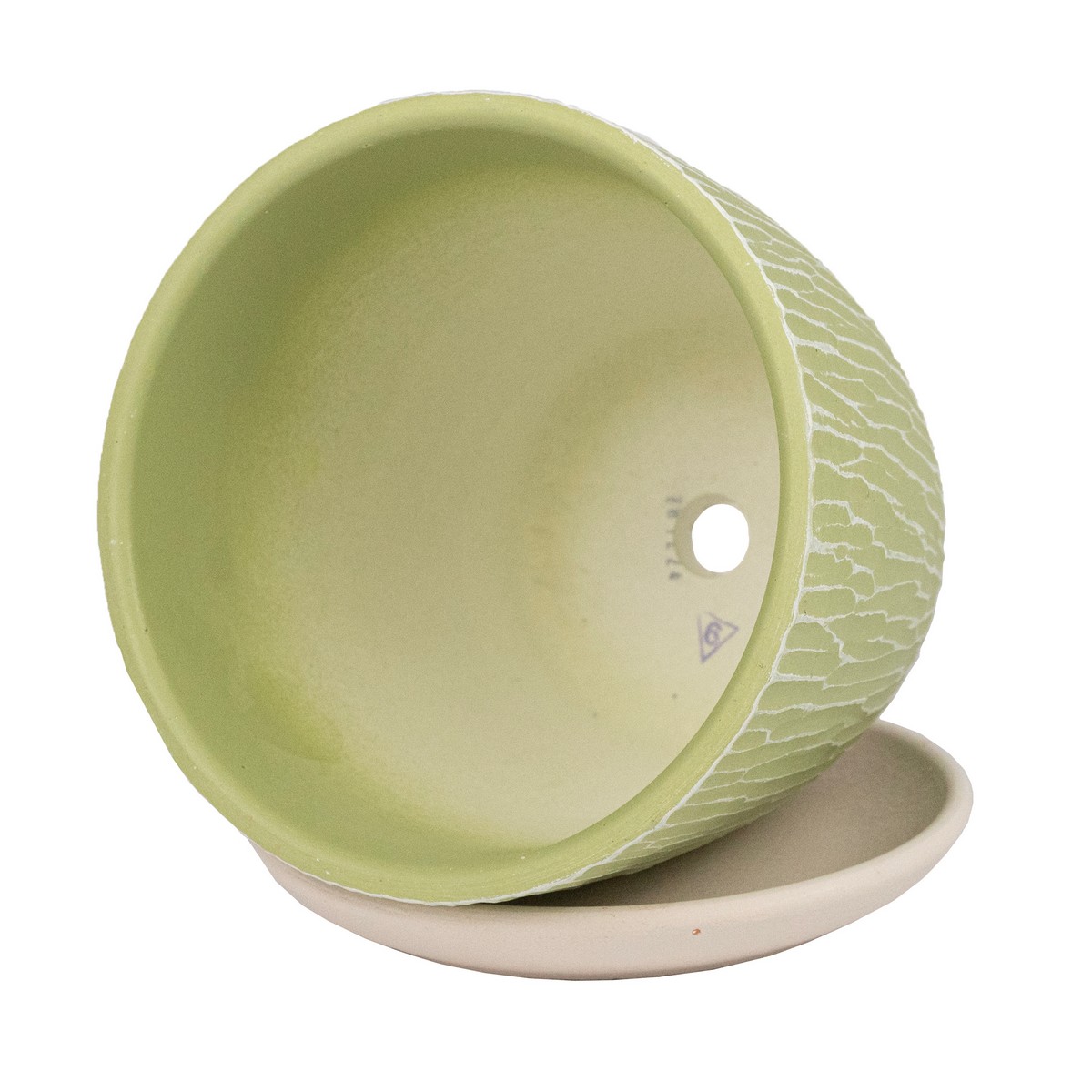 Цв. горшок с поддоном Маракуйя (бетон), D21xH18см, 4л, оливковый в интернет-магазине флористических аксессуаров Азалия Декор