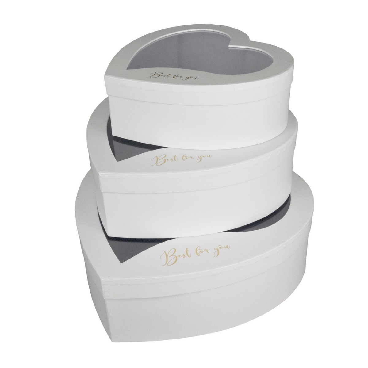 Набор коробок Сердце 3шт, 31,5х30,3х10см, белый в интернет-магазине флористических аксессуаров Азалия Декор