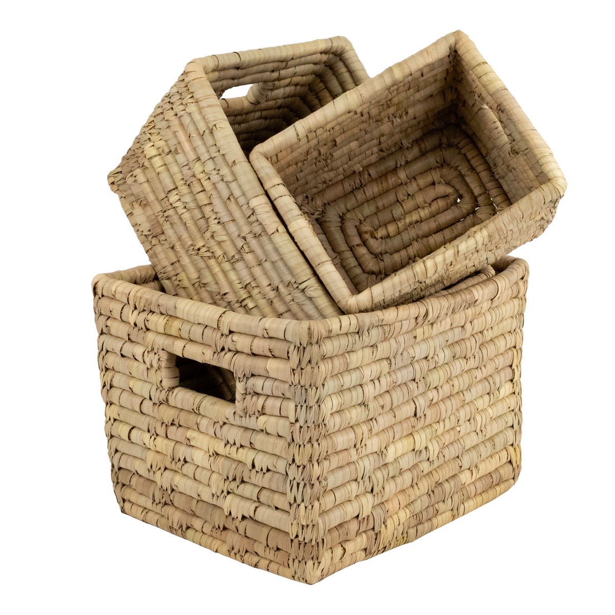 Набор ящиков плетеных 3шт. (растительный материал), 32х26xH22см, натуральный в интернет-магазине флористических аксессуаров Азалия Декор