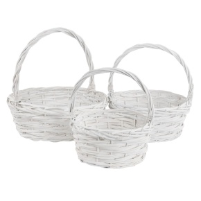 Набор корзин плетеных 3шт. (ива), D35x14xH36см, белый в интернет-магазине флористических аксессуаров Азалия Декор