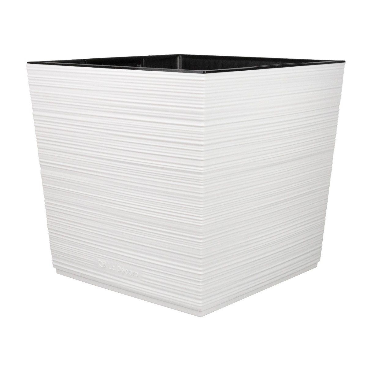 Кашпо квадратное со вставкой Ля Декоро (пластик), 32х32xH30,5см, 19л, белый в интернет-магазине флористических аксессуаров Азалия Декор