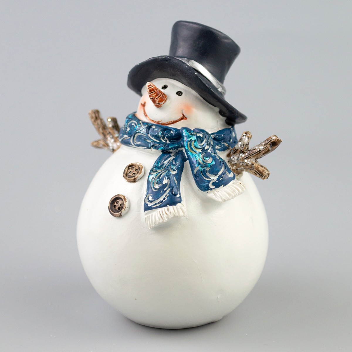 Сувенир Снеговик (полирезин), H11,5x8,5x6,5см, в асс., белый/голубой в интернет-магазине флористических аксессуаров Азалия Декор