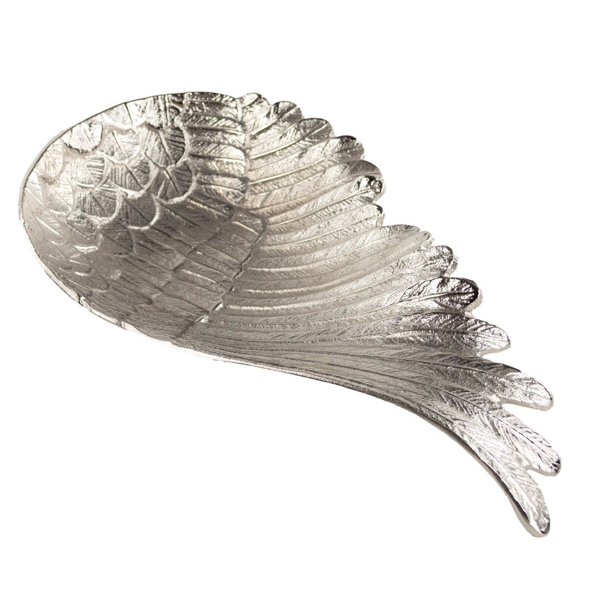 Блюдо Крыло (металл), 34х19хH6см, серебряный в интернет-магазине флористических аксессуаров Азалия Декор