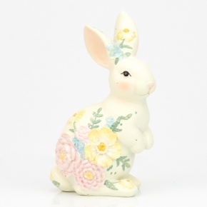 Сувенир Кролик (полирезин), H13x7,5х5,5см, белый в интернет-магазине флористических аксессуаров Азалия Декор