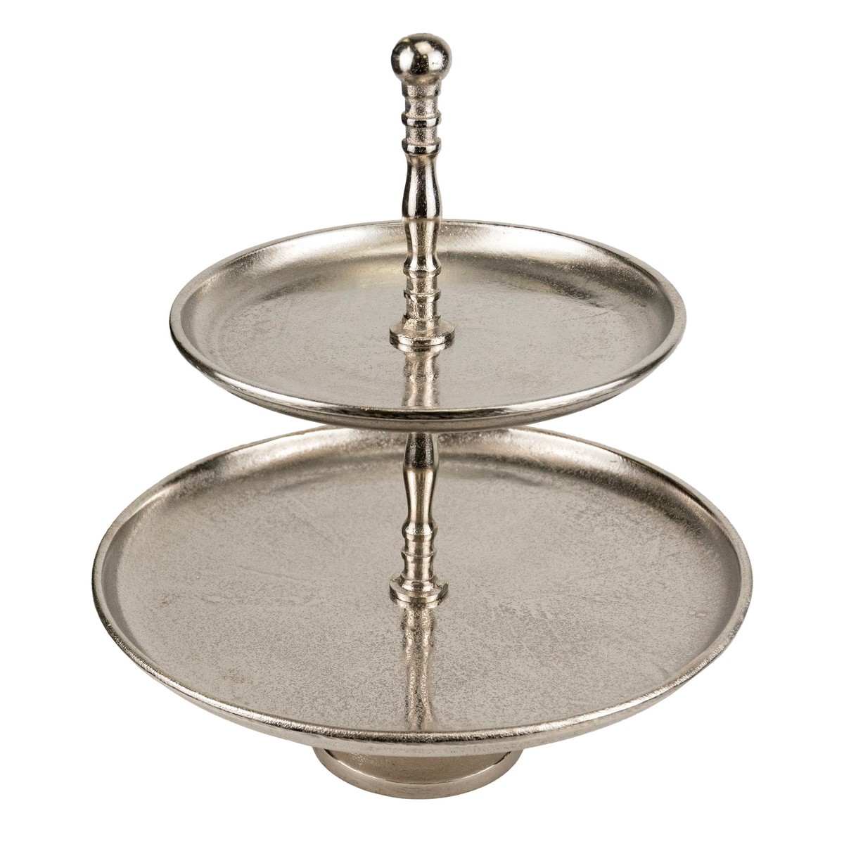 Подставка 2 яруса круглая (металл), Н40хD34см, серебряный в интернет-магазине флористических аксессуаров Азалия Декор