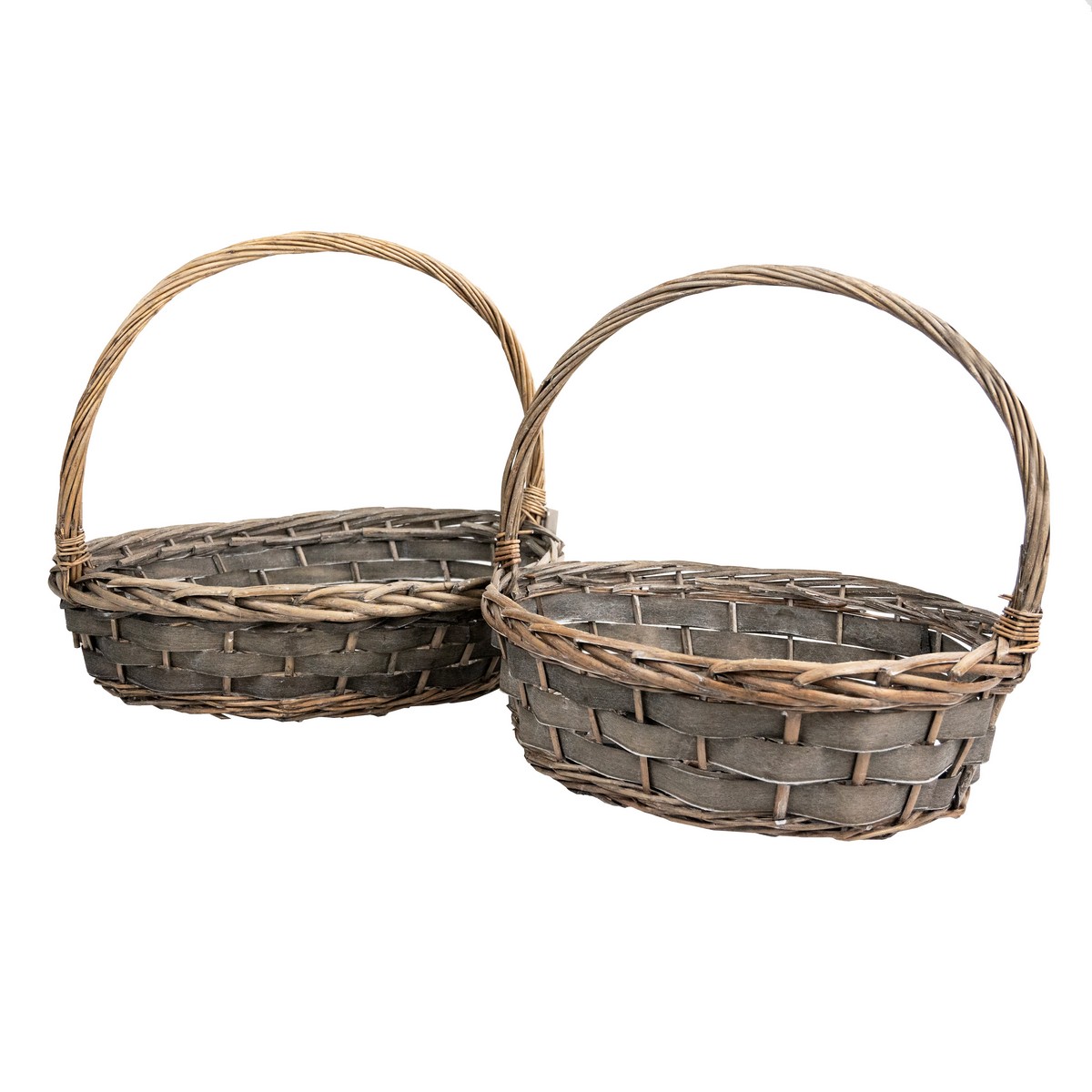 Набор корзин плетеных 2шт. (ива), 41x36x12xH36см, серый в интернет-магазине флористических аксессуаров Азалия Декор
