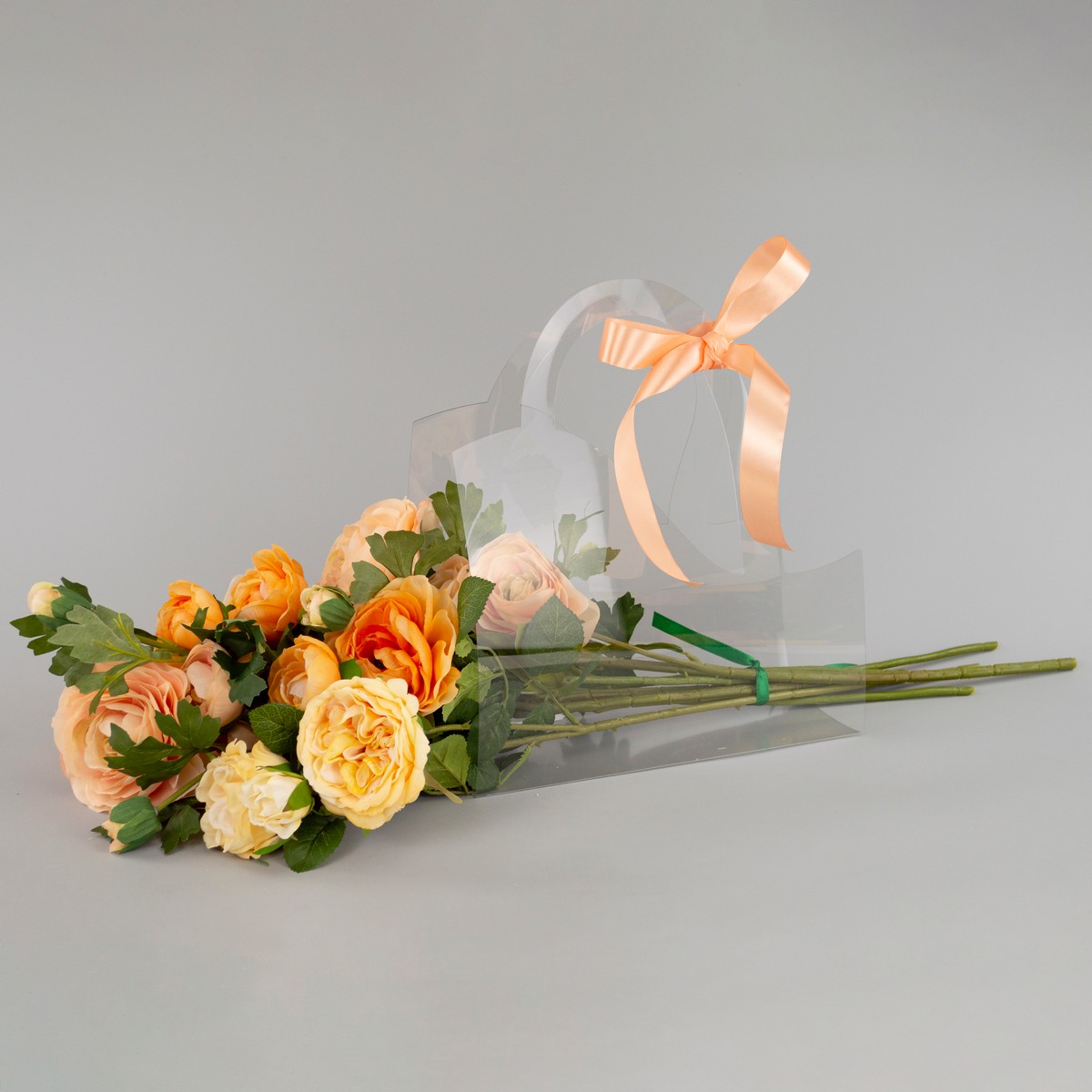 Сумка для цветов (пластик), 38x12x33см (в уп. 10шт.), прозрачный в интернет-магазине флористических аксессуаров Азалия Декор
