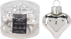 Набор подвесных украшений Сердечки в тубе (стекло) 12шт., 4см, серебряный в интернет-магазине флористических аксессуаров Азалия Декор