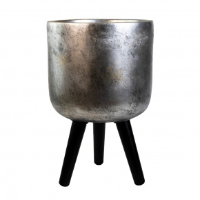 Кашпо на подставке Стоун (файбергласс), D30xH50см, серебряный в интернет-магазине флористических аксессуаров Азалия Декор