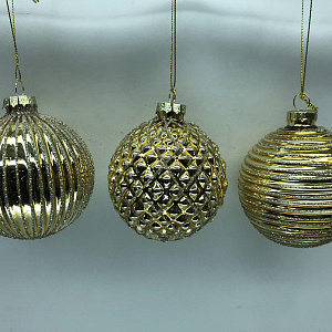 Украшение Шар (стекло), D8см, золотой в интернет-магазине флористических аксессуаров Азалия Декор