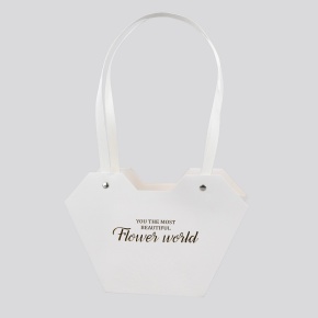 Пакет для цветов водостойкий Сердце (крафт), 23,4х9х15,5см (в уп. 10шт.), белый в интернет-магазине флористических аксессуаров Азалия Декор