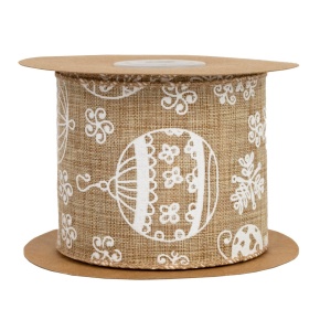 Лента Шары (полиэстер), 63 мм 5 м, натуральный/белый в интернет-магазине флористических аксессуаров Азалия Декор