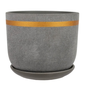 Цв. горшок с поддоном Замша (керамика), D19xH15,5см, 2,9л, серый в интернет-магазине флористических аксессуаров Азалия Декор