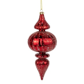 Украшение подвесное Юла с глиттером (пластик), Н18см, красный в интернет-магазине флористических аксессуаров Азалия Декор