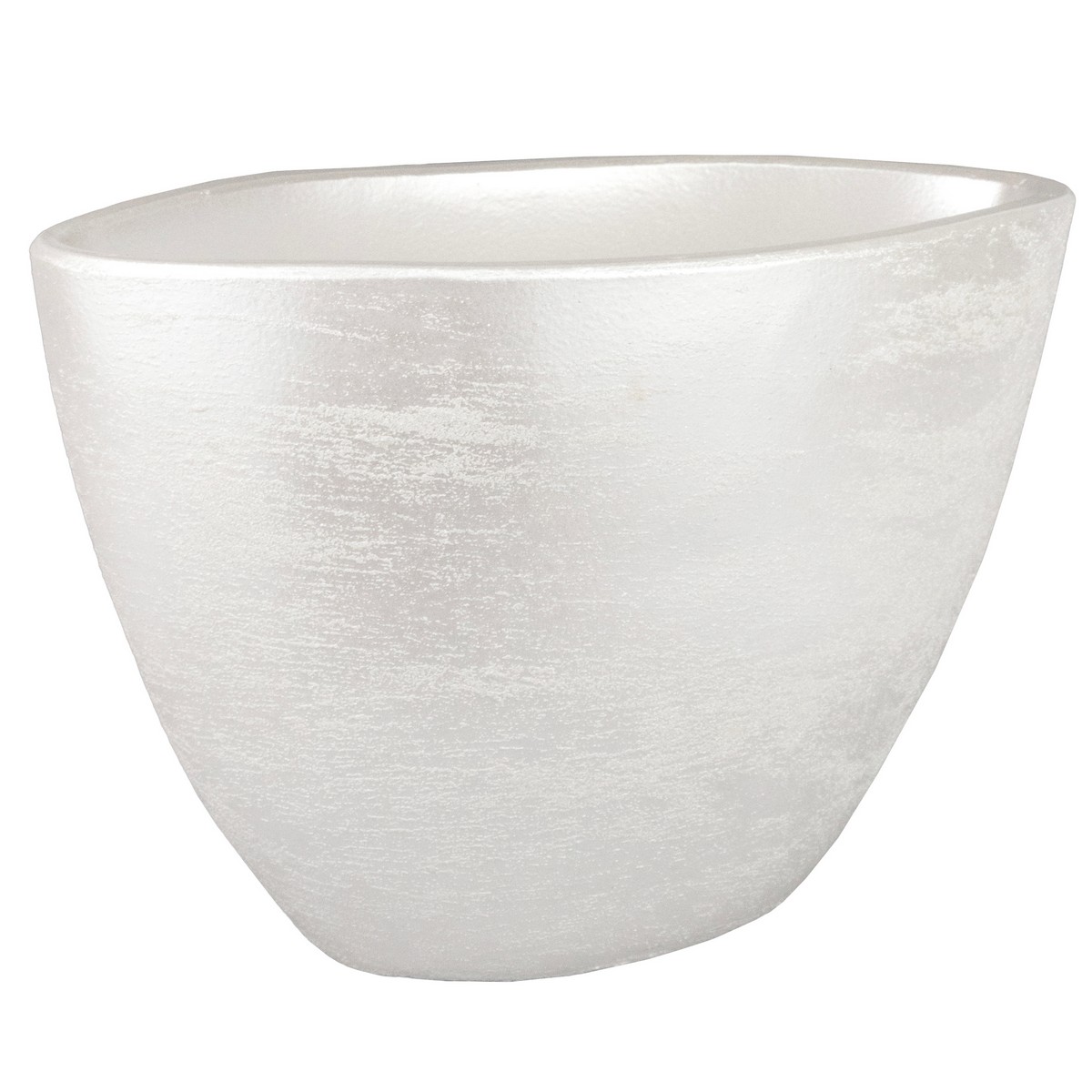 Кашпо Лодка (керамика), D33xН18см, серебряный в интернет-магазине флористических аксессуаров Азалия Декор