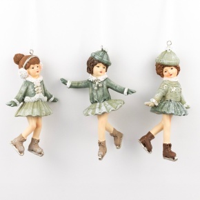 Украшение подвесное Девочка (полирезин), Н12,5х6,5х4,5см, в асс., зеленый в интернет-магазине флористических аксессуаров Азалия Декор